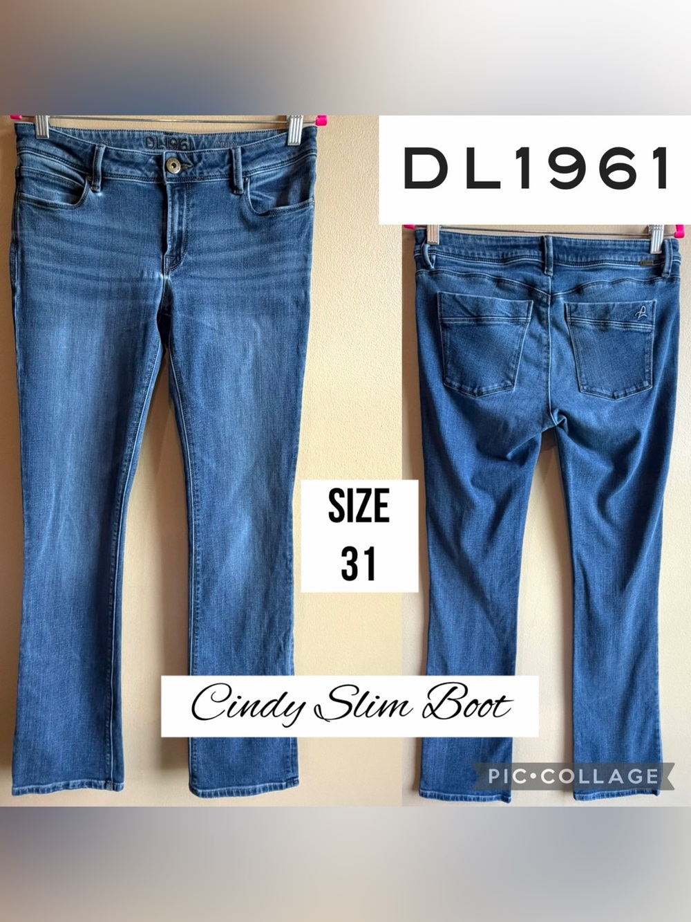 DL1961 Womens Jeans Cindy Slim Boot 4 Way Stretch 360 Comfort 34” Inseam Size 31
